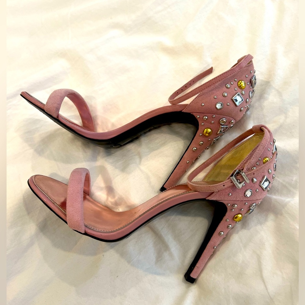 Karen Millen Embellished Pink Suede Heels